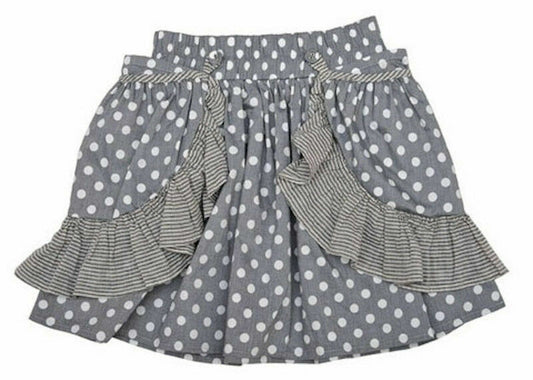 PAPER WINGS Skirt Grey White Polka Dot Detachable Pocket Designer Girls Sz 6 NEW