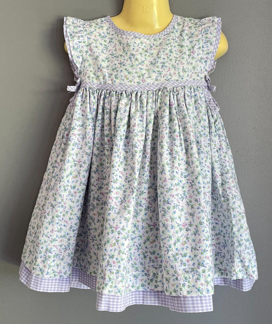 BABY MAC Dress Mauve Blue Yellow Green Floral Ruffle Sleeve Baby Girl 12 18 Mths