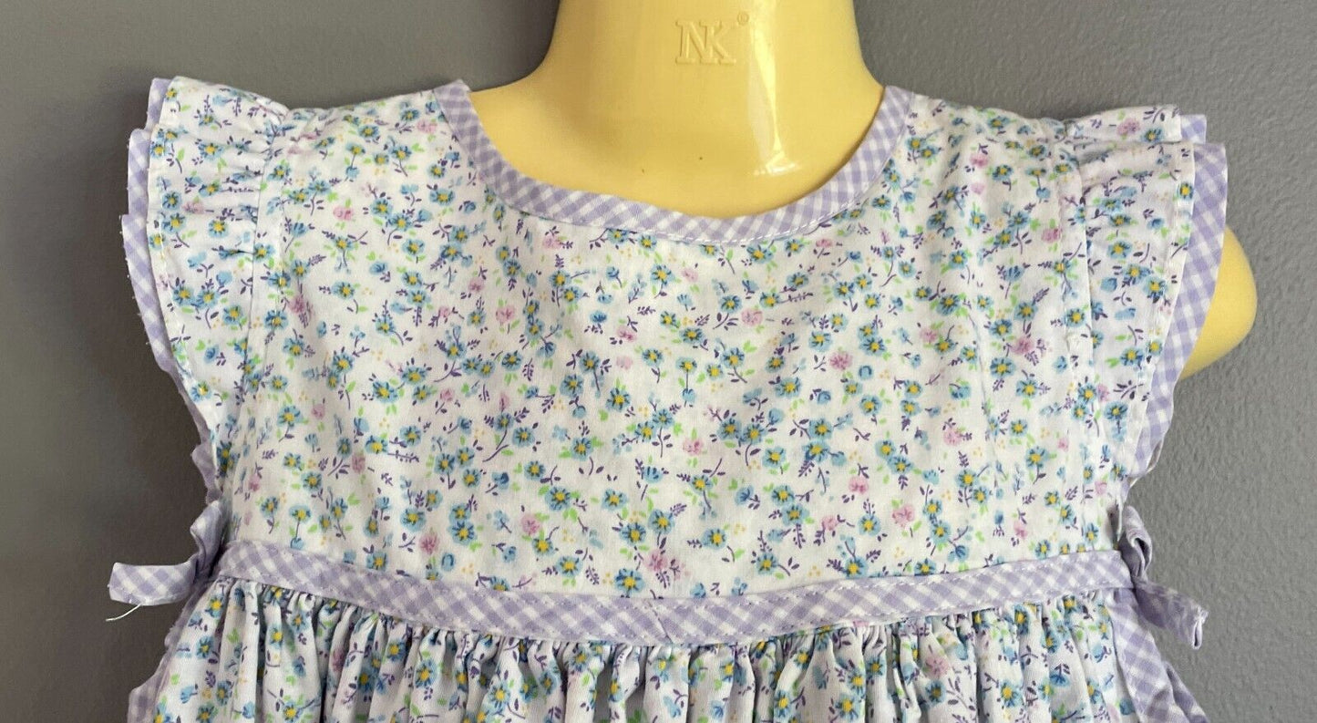 BABY MAC Dress Mauve Blue Yellow Green Floral Ruffle Sleeve Baby Girl 12 18 Mths