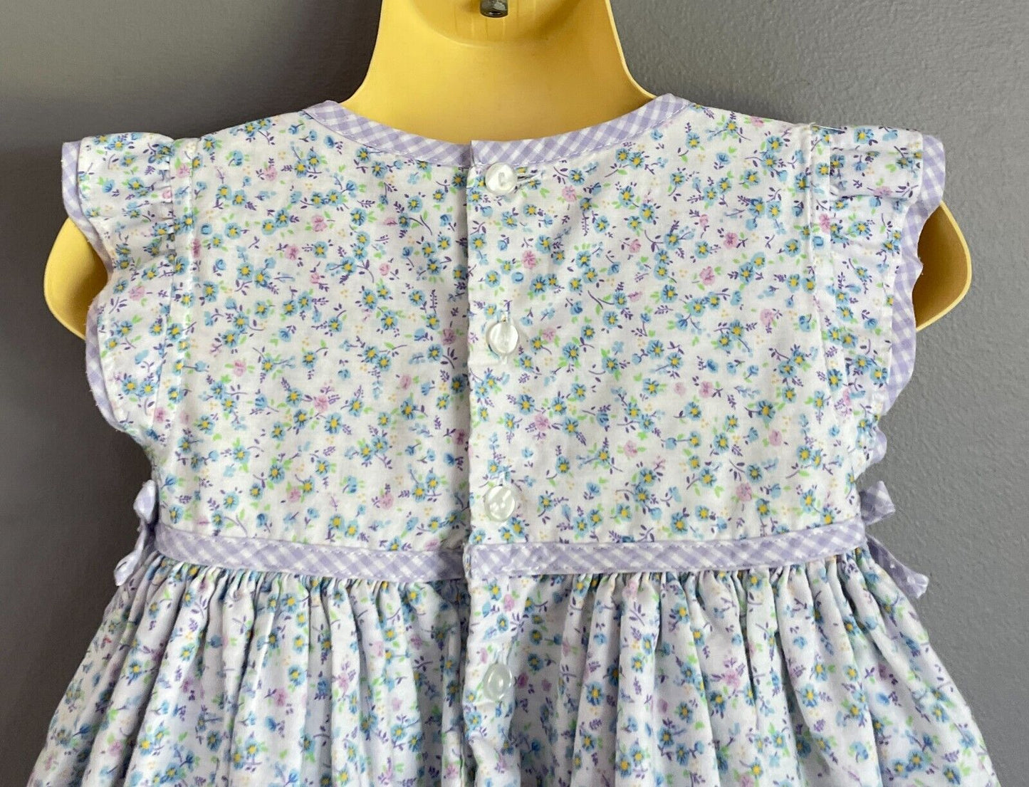 BABY MAC Dress Mauve Blue Yellow Green Floral Ruffle Sleeve Baby Girl 12 18 Mths
