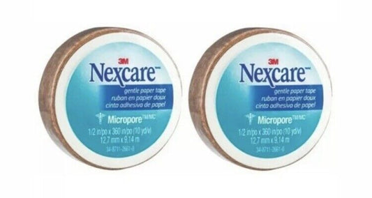 NEXCARE 4Pk First Aid Micropore Gentle Paper Tan Tape 12.7mm X 9.14mm NEW Sealed