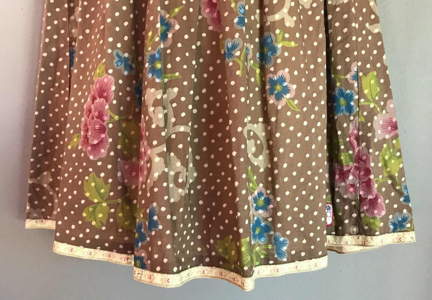 CONFETTI ABSORBA Cotton Dress Brown Floral & Polka Dot Baby Girls Size 2 NEW