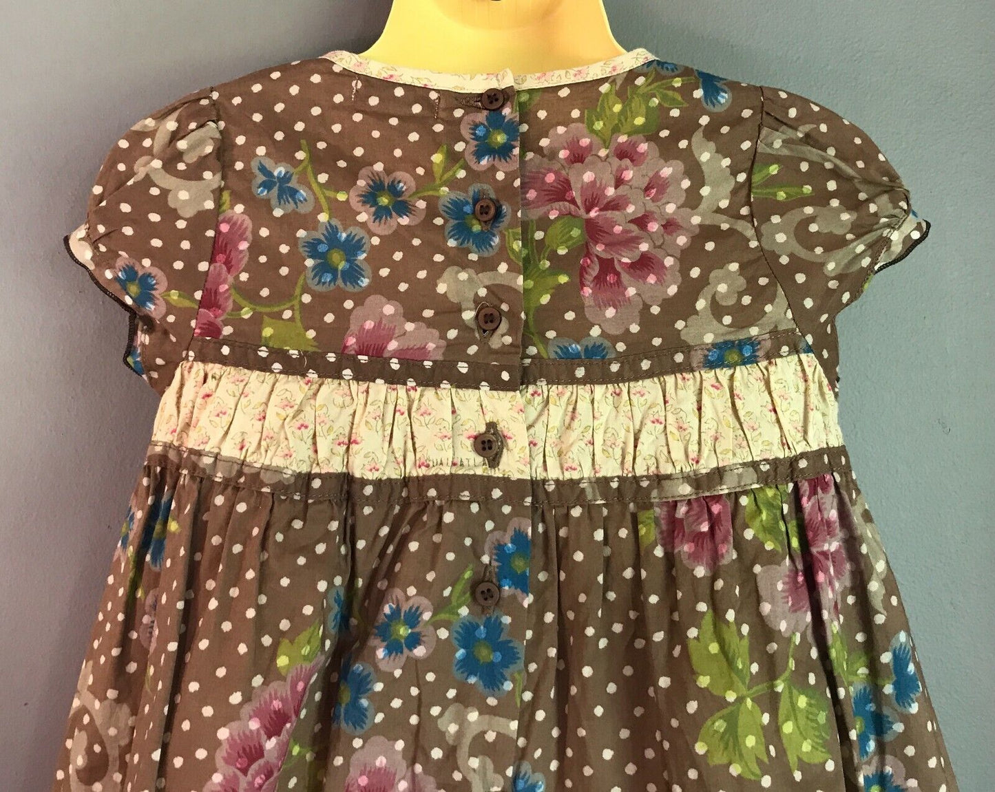 CONFETTI ABSORBA Cotton Dress Brown Floral & Polka Dot Baby Girls Size 2 NEW