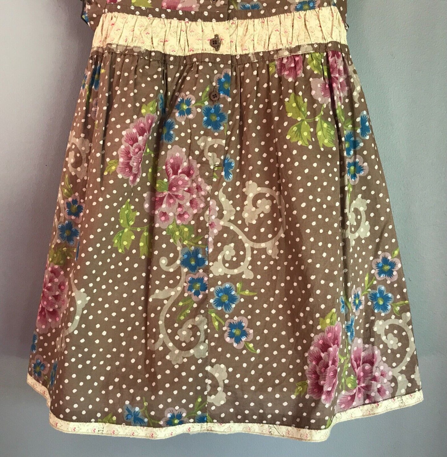 CONFETTI ABSORBA Cotton Dress Brown Floral & Polka Dot Baby Girls Size 2 NEW
