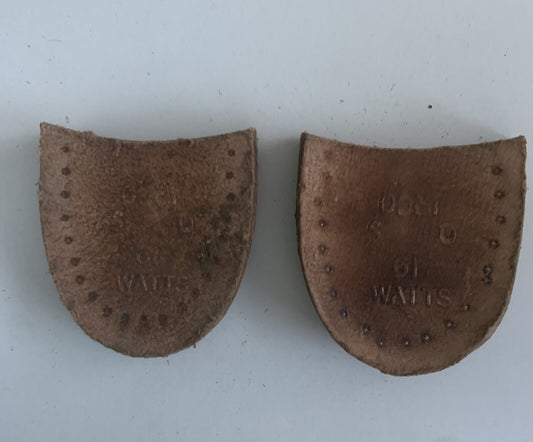 1x Pair 1980’s Replacement Leather MENS HEELS New Old Stock 8cm Wide 2cm NEW