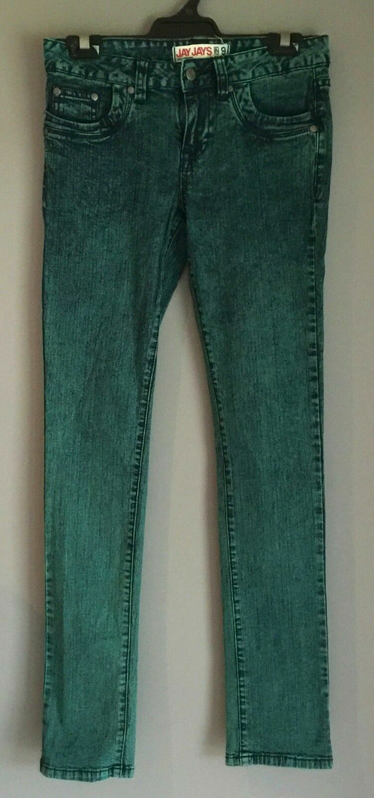 JAY JAYS Jeans Unique Green Wash Denim Skinny Leg Girls Size 9 Vintage Look