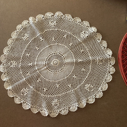 Cottage core DOILY Round Off White Decor Doiley 45cm Crochet Tatted Table Mat