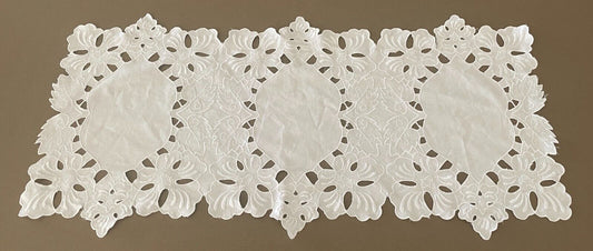 DOILY White Cut Out Fabric Rectangle (1) 74cm L x 33.5cm W Table Runner