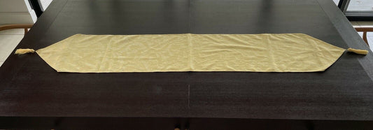 Table Runner Pale Yellow Jacquard Damask Fabric with Fringed Tassel Trim