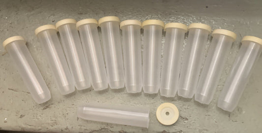 New 3 Dozen (36) 60cc Plant Flower Tubes Plastic Nutrition Water Vial Rubber Cap