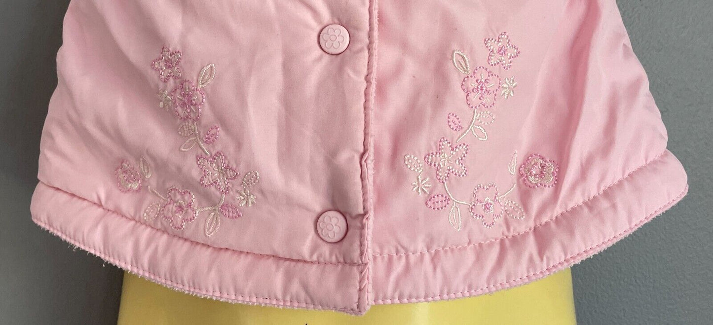 Baby Girl ADAMS Pink Sleeveless Faux Fur Trim Vest Gilet Size 6 - 9 months Warm