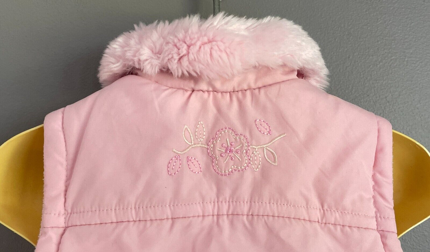 Baby Girl ADAMS Pink Sleeveless Faux Fur Trim Vest Gilet Size 6 - 9 months Warm
