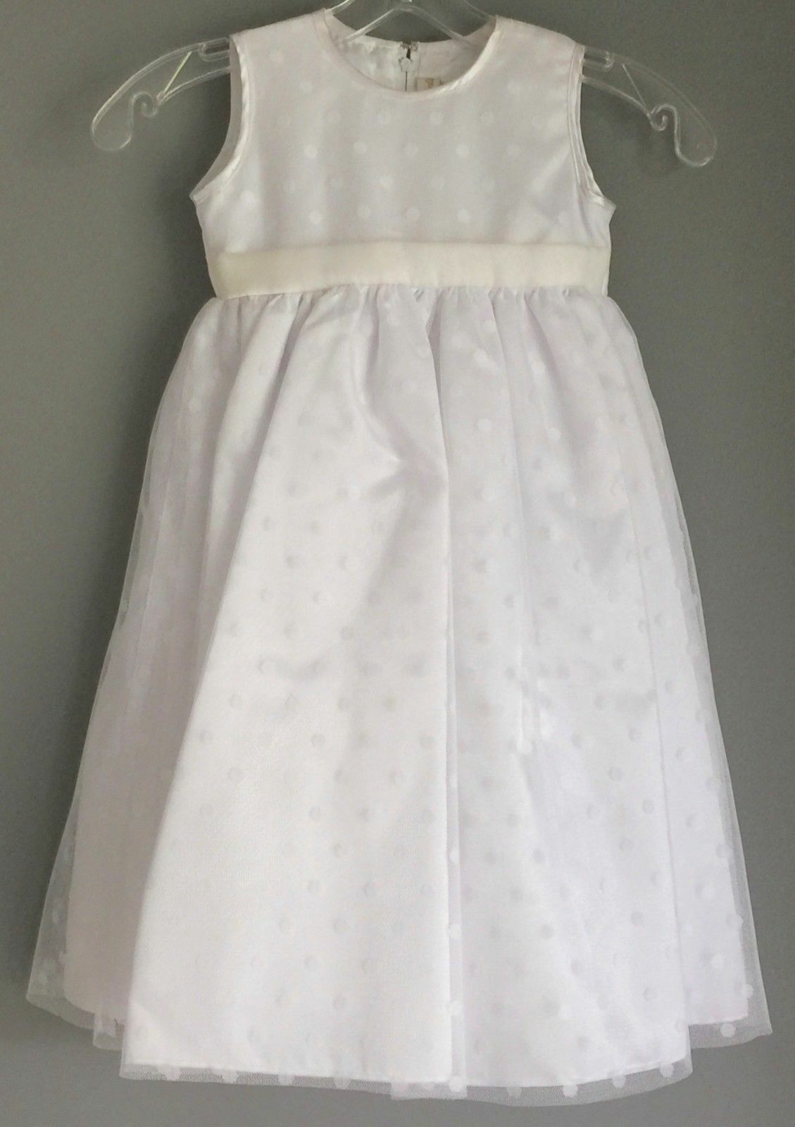 Baby Girl OUR SMALL WORLD White Flower Girl Dress Tulle Gown Size 2 Wedding NEW