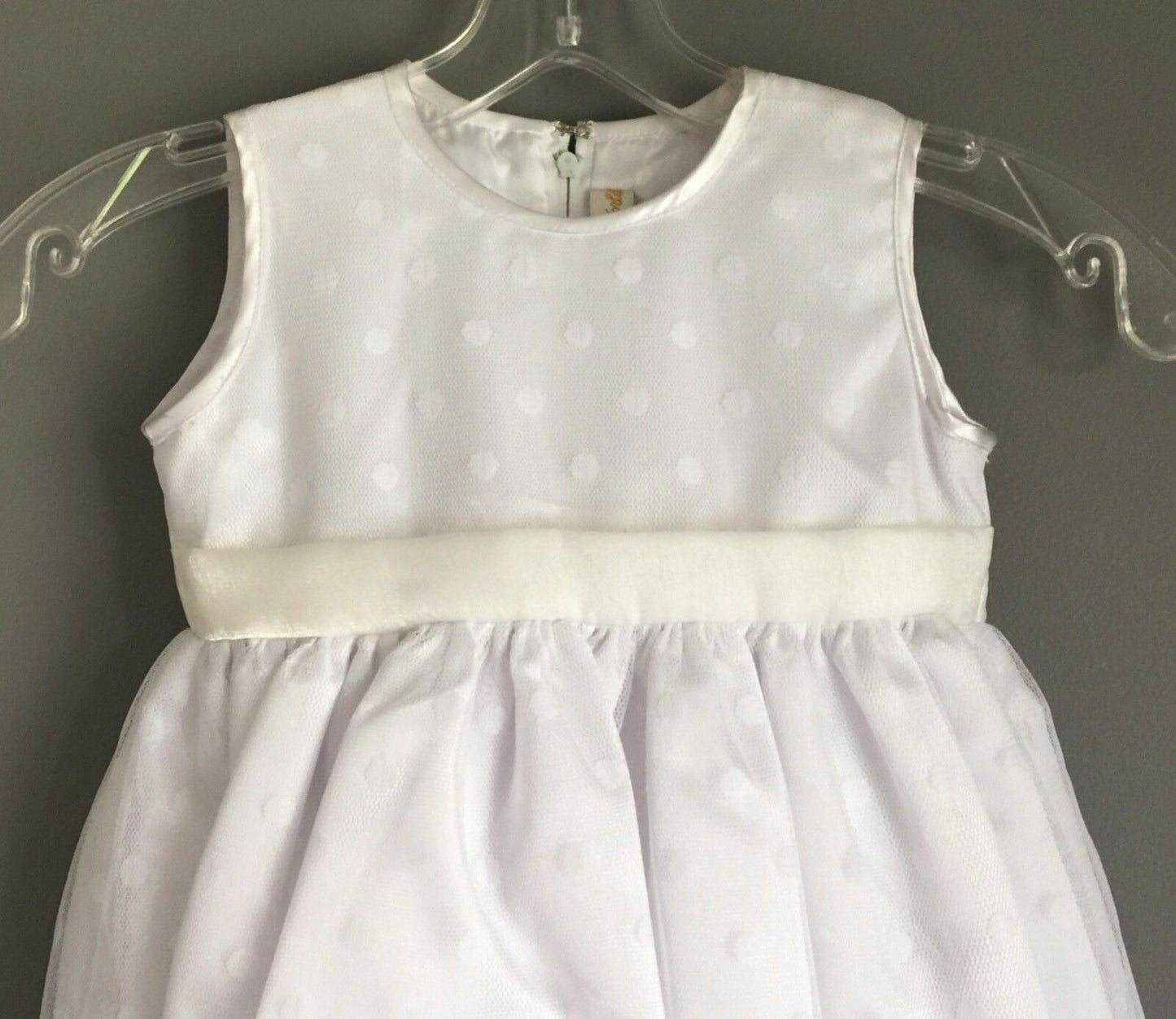 Baby Girl OUR SMALL WORLD White Flower Girl Dress Tulle Gown Size 2 Wedding NEW