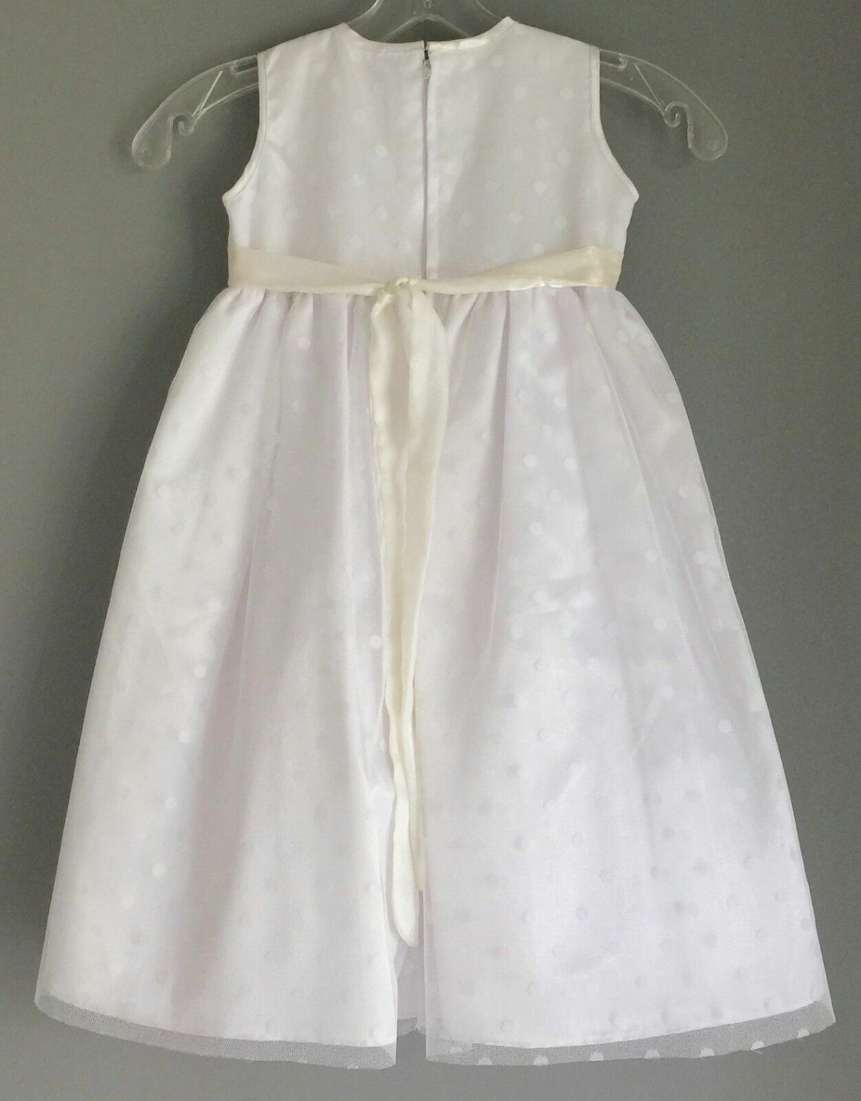 Baby Girl OUR SMALL WORLD White Flower Girl Dress Tulle Gown Size 2 Wedding NEW