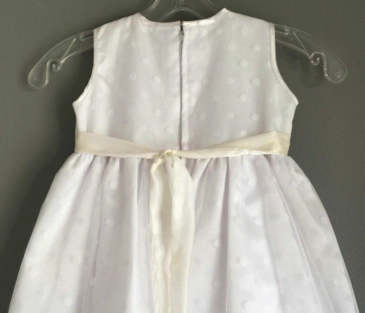 Baby Girl OUR SMALL WORLD White Flower Girl Dress Tulle Gown Size 2 Wedding NEW