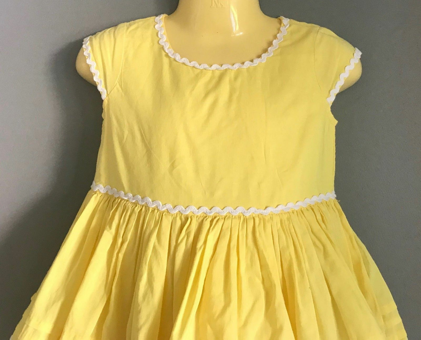 Baby Girl NEXT Fit & Flare Dress Yellow & White Embroidered Size 18mths - 2yrs
