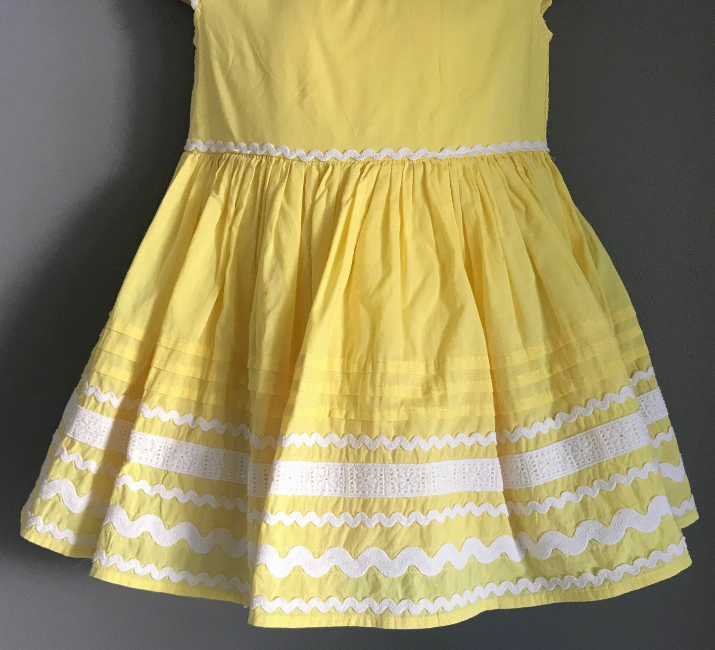 Baby Girl NEXT Fit & Flare Dress Yellow & White Embroidered Size 18mths - 2yrs