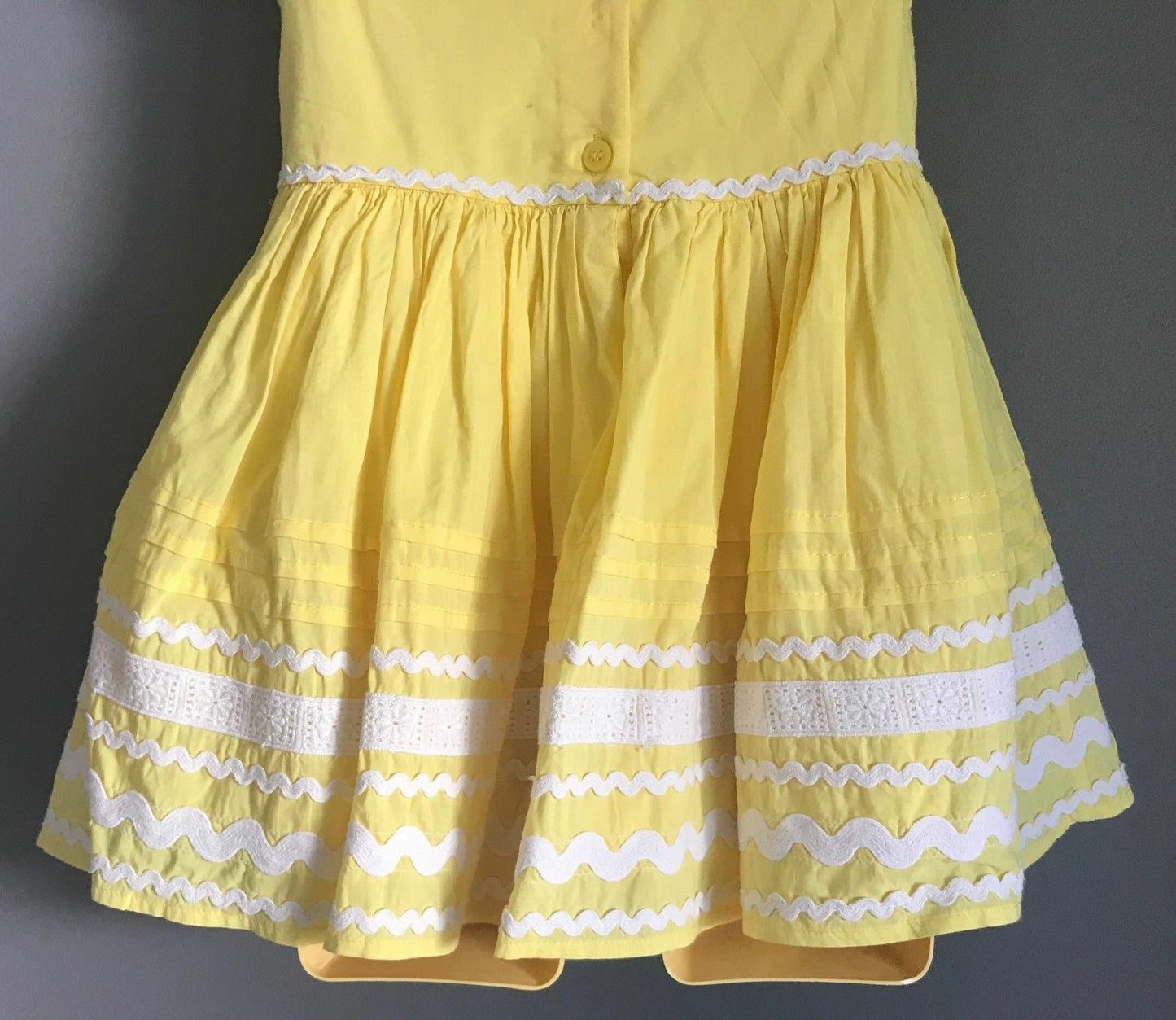 Baby Girl NEXT Fit & Flare Dress Yellow & White Embroidered Size 18mths - 2yrs