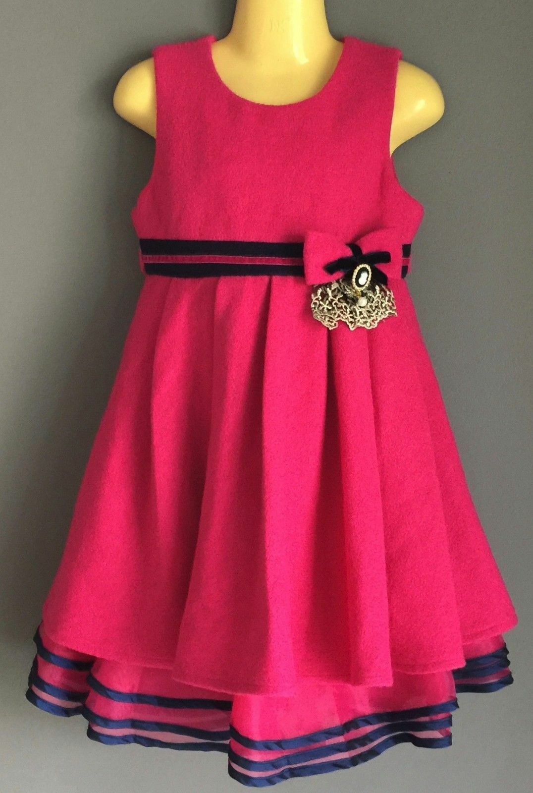 CEICEI Party Dress Hot Pink & Navy Girls Formal Frock Girls Size 3 - 4 NEW