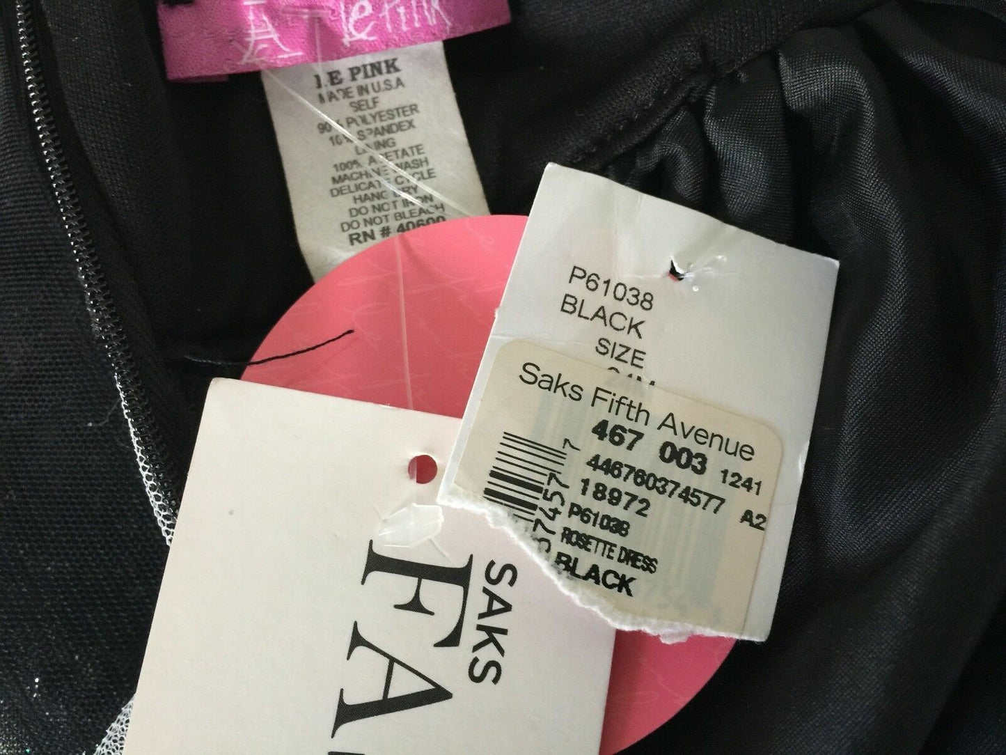 Baby Girl LE PINK Dress w Rosette Black Long Sleeve Velour & White Net Siz 2 NEW