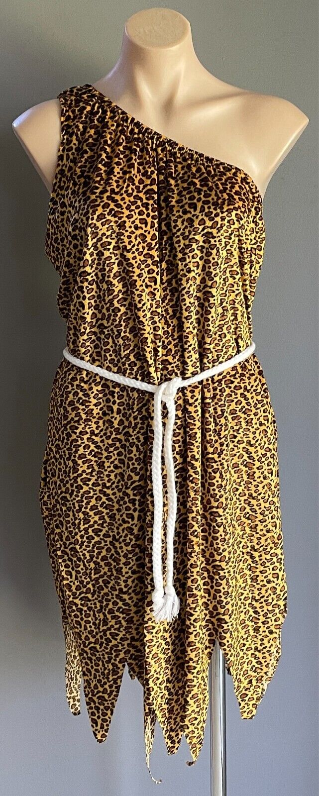 SMIFFY'S Cavewoman Costume Dress Up Cosplay Size L Dress + Head Band & Rope Belt