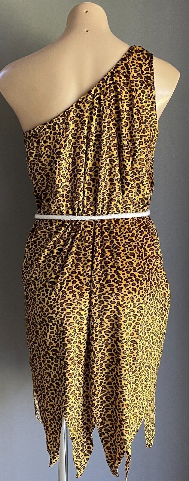 SMIFFY'S Cavewoman Costume Dress Up Cosplay Size L Dress + Head Band & Rope Belt