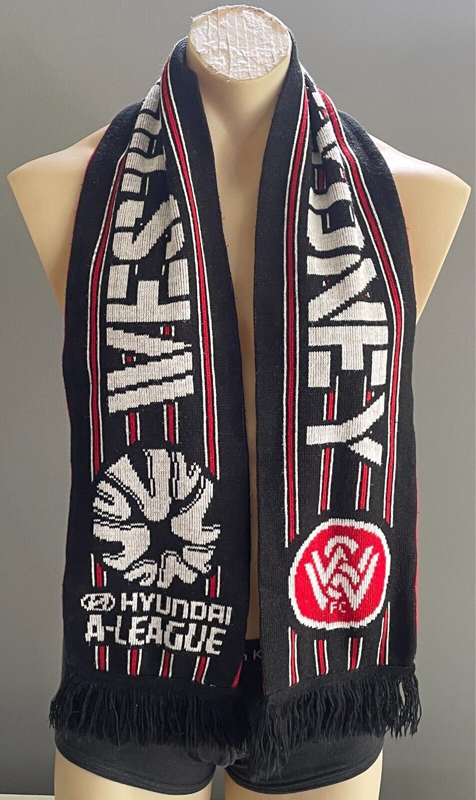 Fan Scarf WESTERN SYDNEY WANDERERS FC Knit Fringed Rectangle Football Soccer