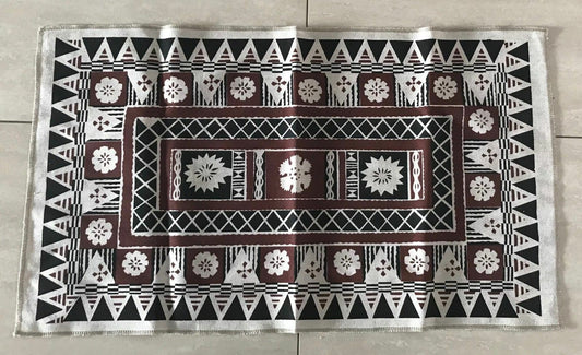 Jet-Tex Pure Linen Tea Towel TRIBAL FIJI  Beige Brown & Black Batik Print #2 NEW