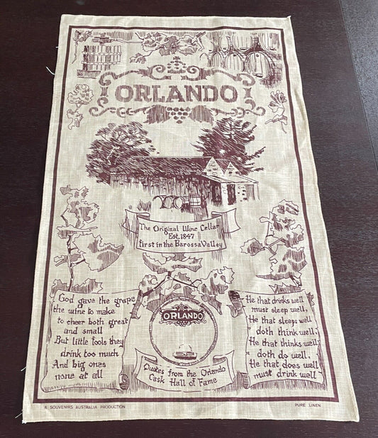 Vintage Tea Towel Orlando First Wine Cellar 1847 in Barossa Valley Souvenir NEW