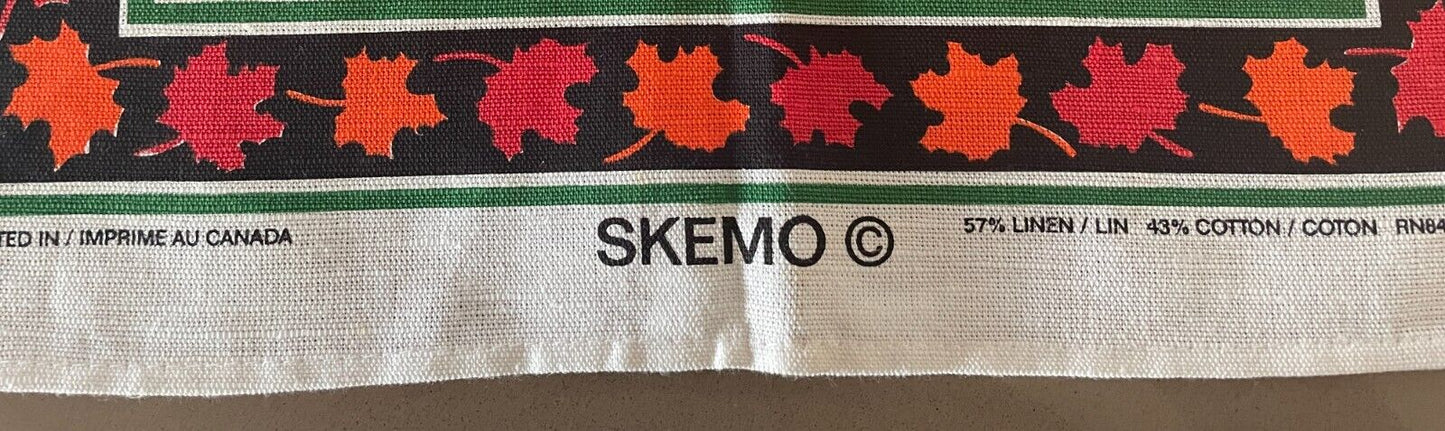 Vintage Tea Towel CANADA Maple Leaf Multicolour Print NEW Unused Souvenir