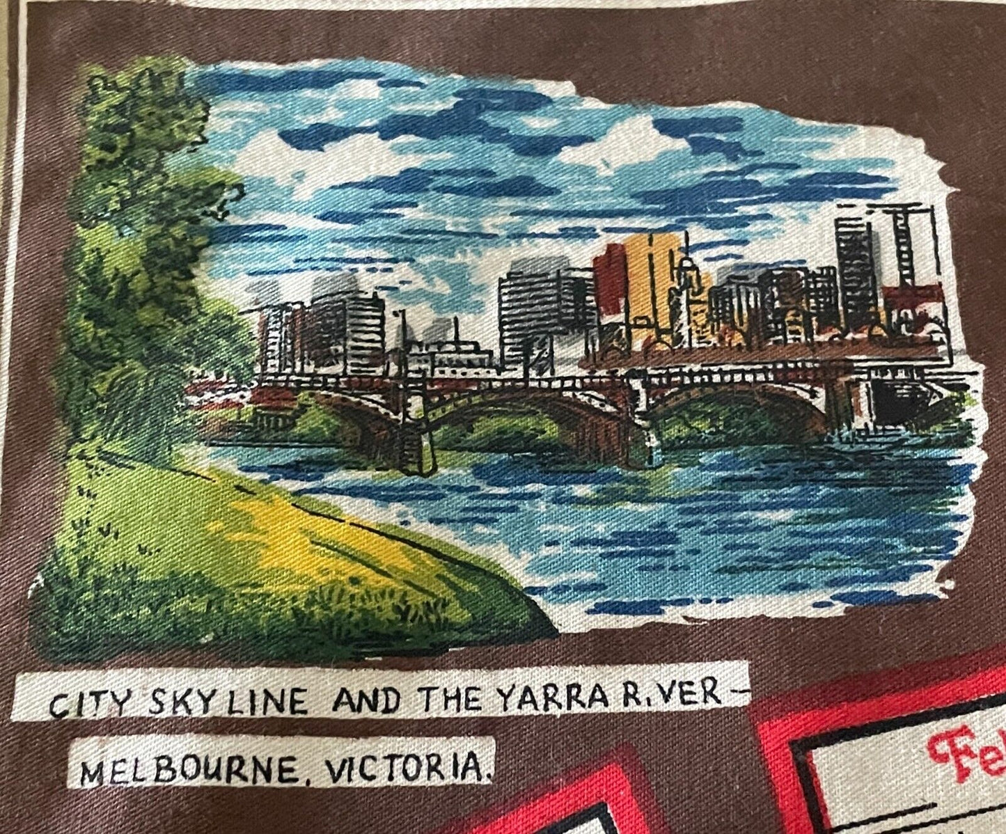 1983 Calendar Year Tea Towel Australia LANDMARKS Tourist Attraction Print Retro