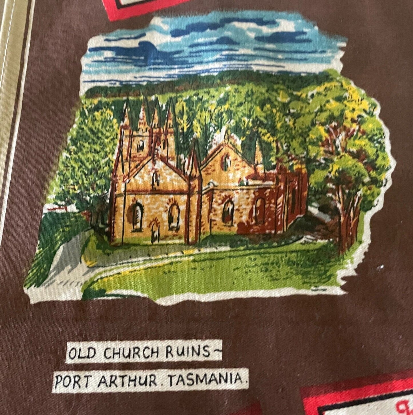 1983 Calendar Year Tea Towel Australia LANDMARKS Tourist Attraction Print Retro