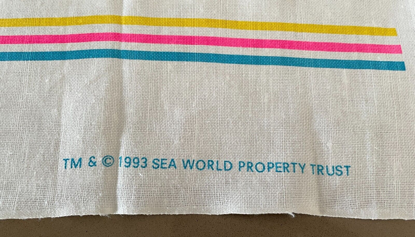 Vintage Tea Towel SEA WORLD Gold Coast Australia Souvenir Abstract Print NEW