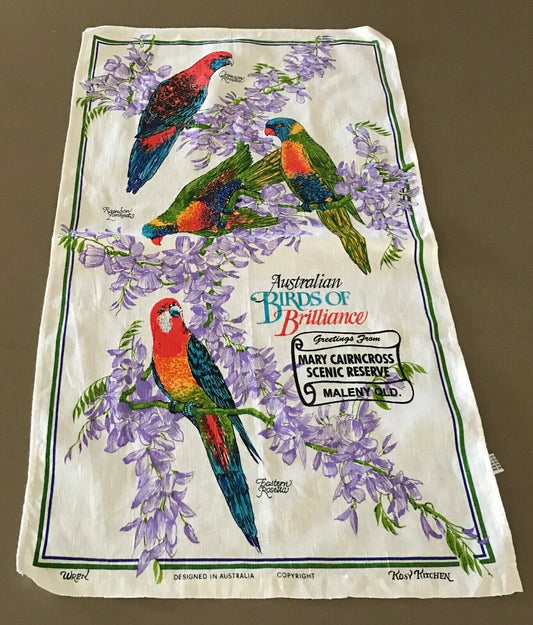 Tea Towel MARY CAIRNCROSS SCENIC RESERVE Maleny QLD Australia Birds Souvenir NEW