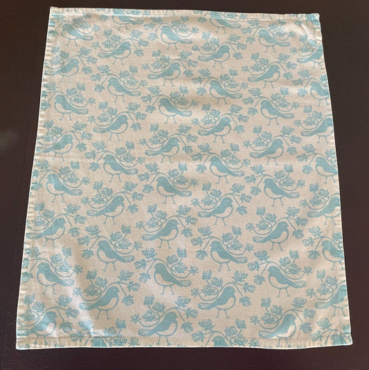 MOZI for COUNTRYSTYLE Cotton Tea Towel Blue Bird Clover Flower 48 x 56cm Vintage