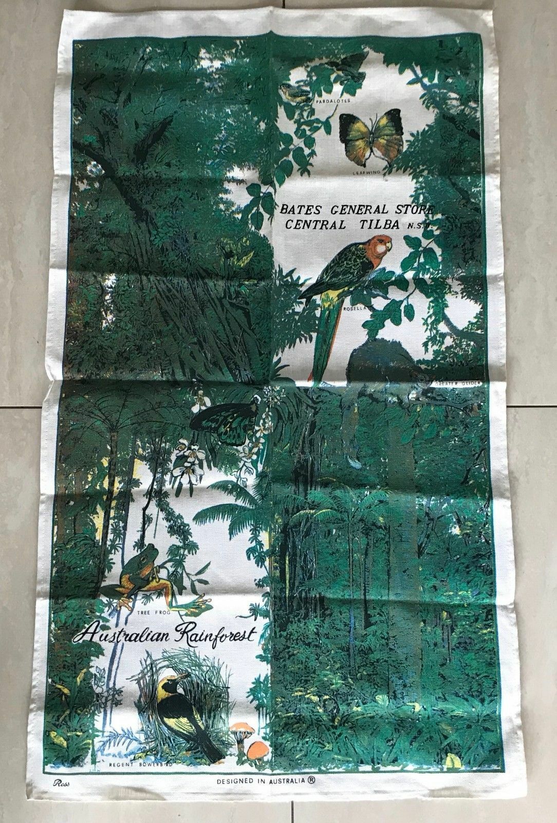 Vintage Ross Linen Cotton Tea Towel Bates General Store TILBA NSW Souvenir