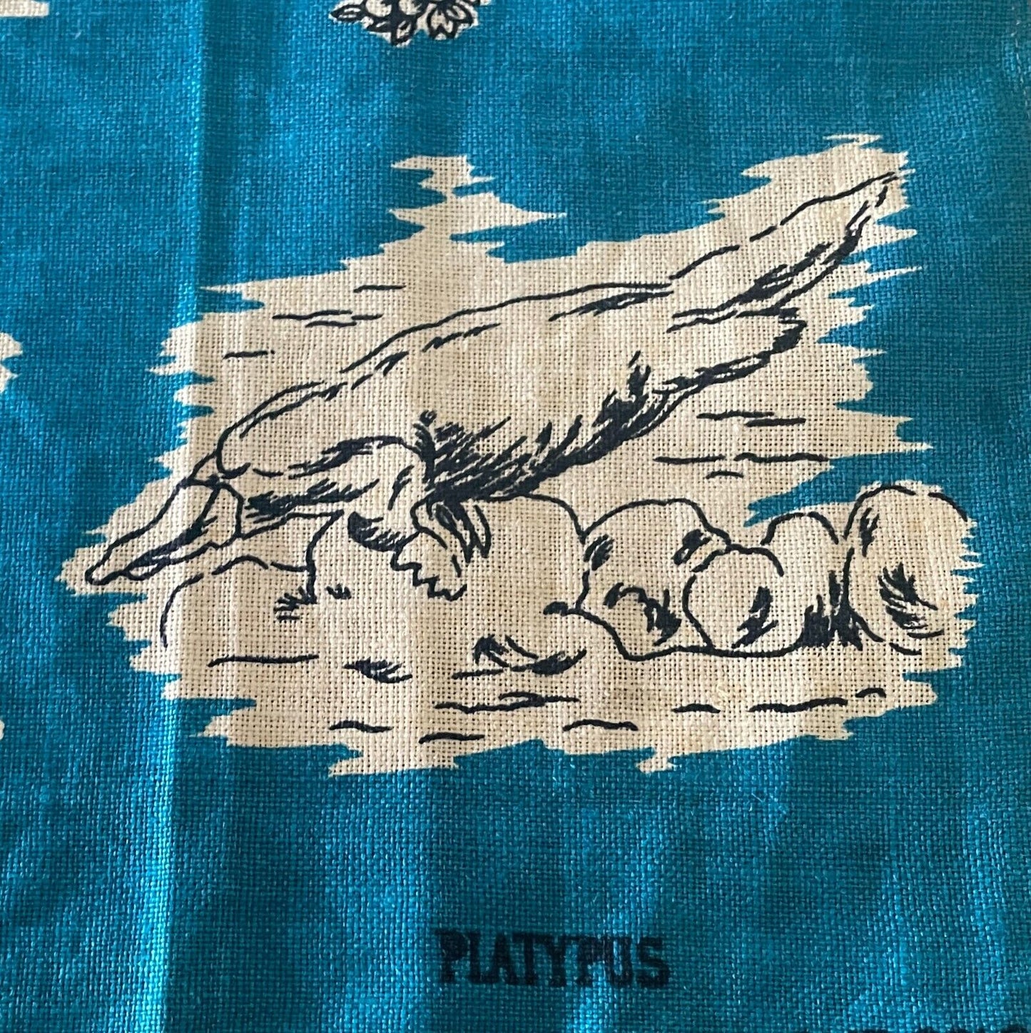 Vintage Tea Towel Sea Acres Port Macquarie  Australia Map Flora Fauna Souvenir