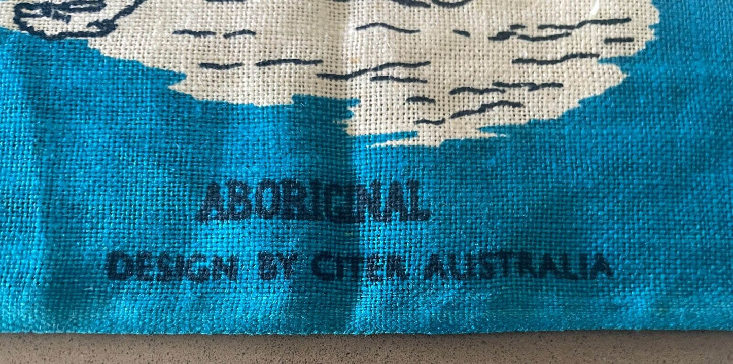 Vintage Tea Towel Sea Acres Port Macquarie  Australia Map Flora Fauna Souvenir