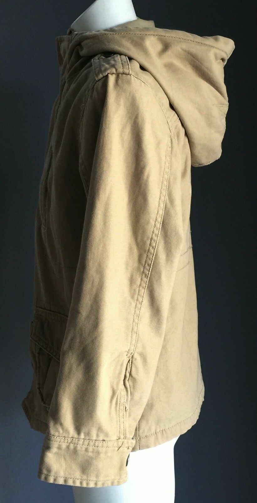 FUN SPIRIT Coat Beige Zip Up Hoody Anorak Jacket Poly Cotton Girls Size 7