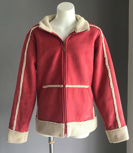 Tween Girl KATHMANDU Pink Sherpa Trim & Lined Faux Suede Jacket Sz 12 Super Warm