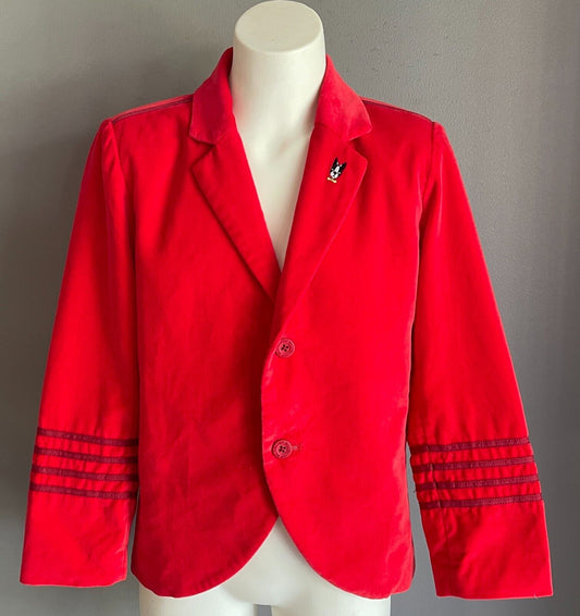 BILLY BANDIT Boys Red Velour Jacket Size 8 Long Sleeves French Bulldog Lapel