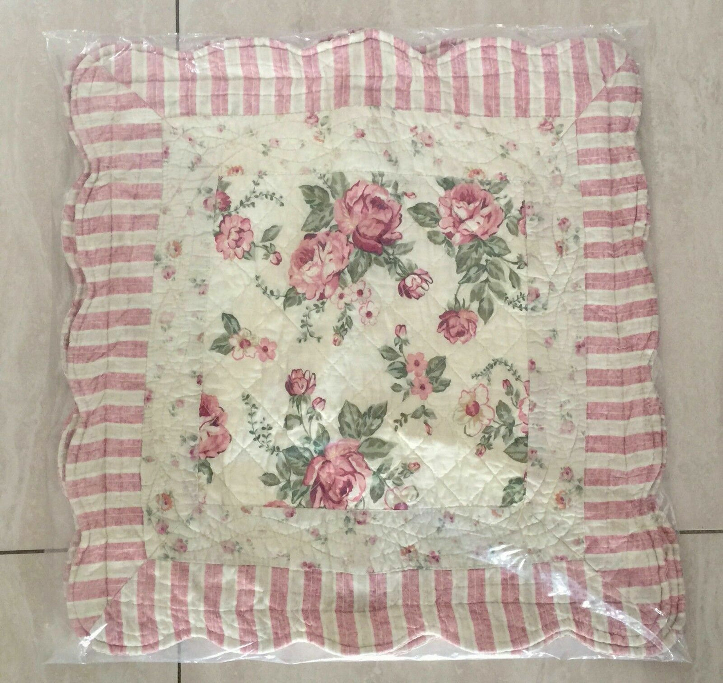 2x GEORGES Cotton Quilted CUSHION COVERS Pink Floral Pillowcases Victoriana NEW