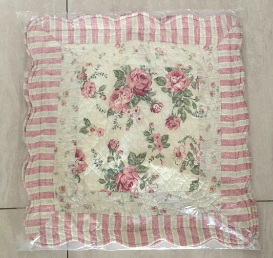 2x GEORGES Cotton Quilted CUSHION COVERS Pink Floral Pillowcases Victoriana NEW
