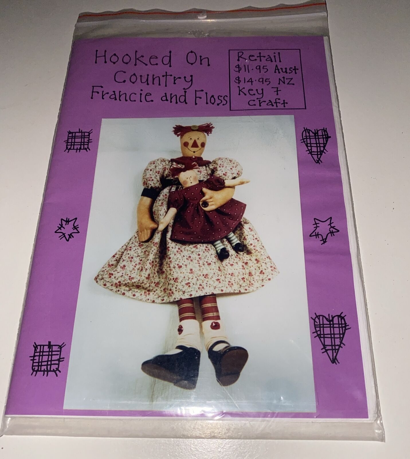 Hooked On Country Francie And Floss Toy Doll Pattern 57 & 22cm 2001 Dress NEW