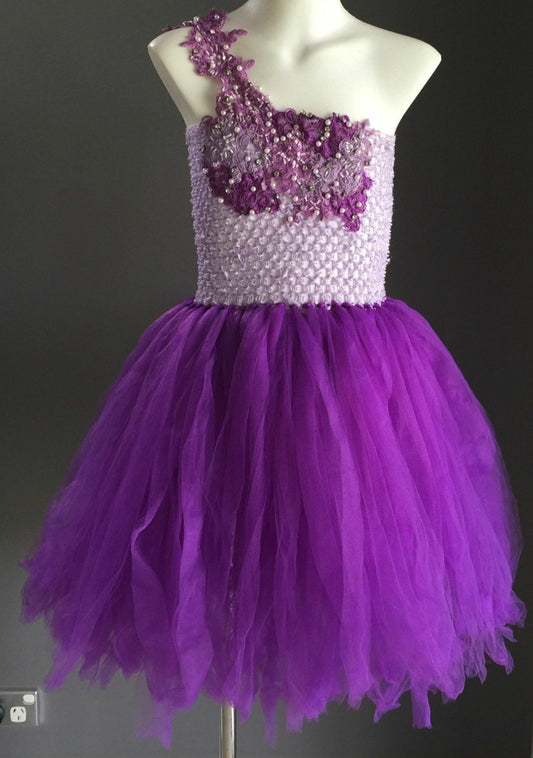 Purple Tulle TUTU Dress Ups Fairy Princess Dance Girls Fits 4 - 8 Handmade