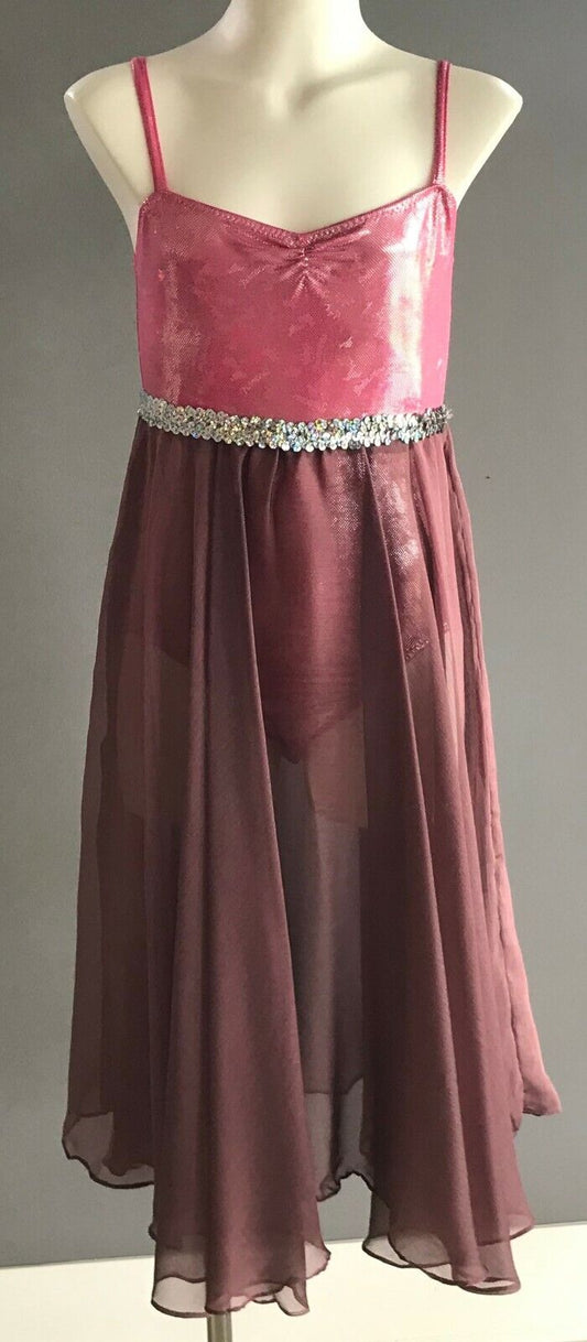 Tween Girl CREMONINI Dance Dress Pink & Grape Colour Inbuilt Bodysuit Stage 14