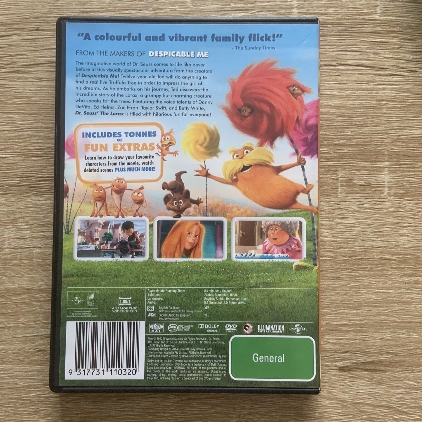 DVD DR SEUSS The Lorax Danny DeVito Helms Zac Efron Taylor Swift Animated Movie