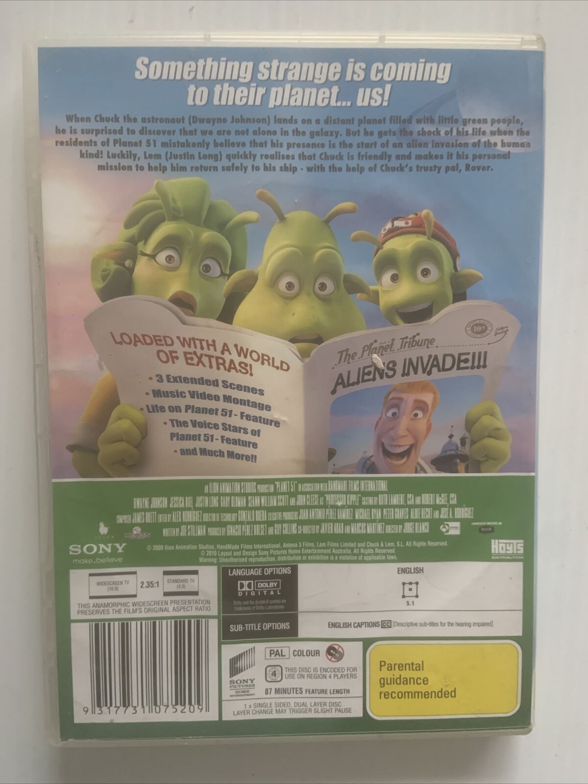 DVD PLANET 51 Family Animated Movie 2009 Dwayne Johnson Adventure R4 Aliens