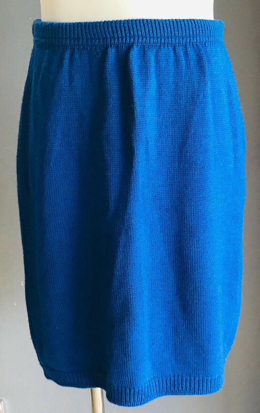 Vintage Girls MARQUISE Knit Skirt Cobalt Blue Elasticised Waist Size 8 Australia